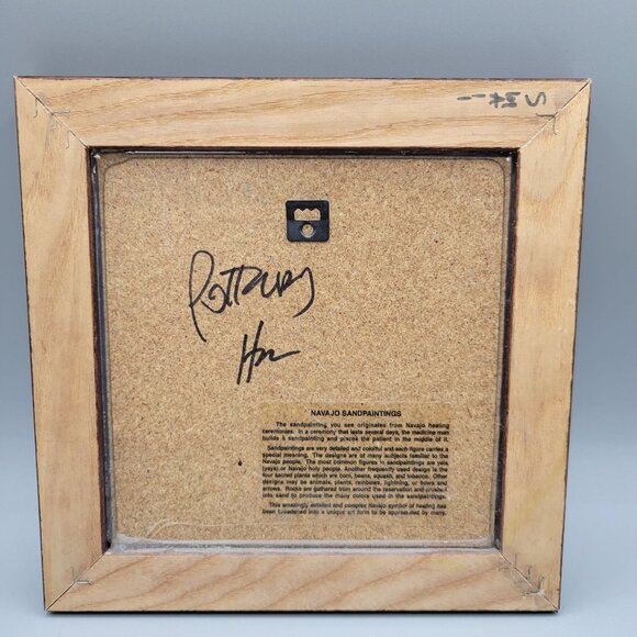 Navajo Sandpainting Wall Art In Wooden Frame Signed 8 x 8 - Picture 3 of 5